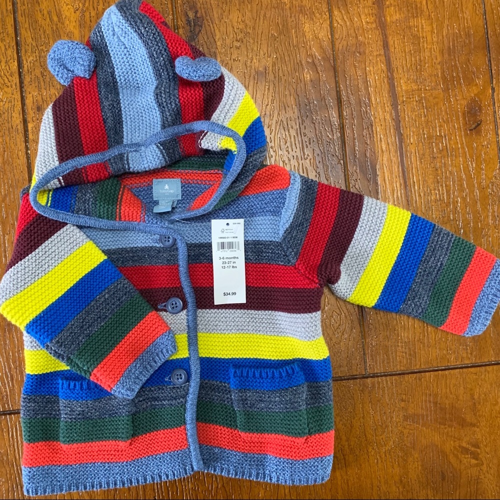Baby GAP Multi-Colored Hooded Sweater with ears